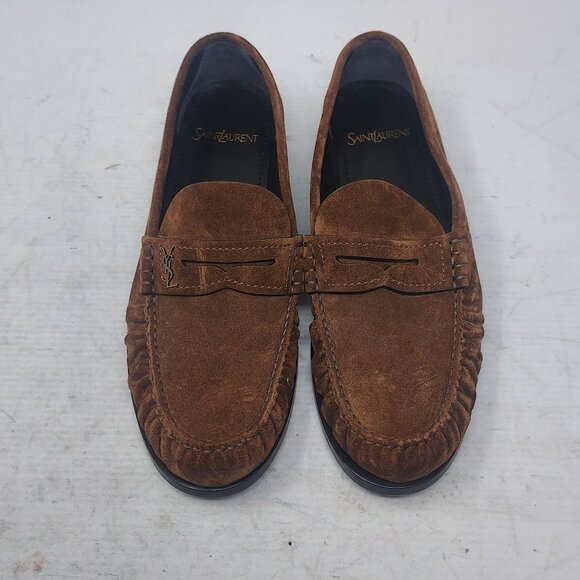 Saint Laurent Shoes - Saint Laurent Brown Suede Loafers